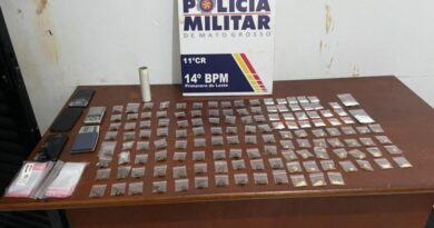 Casal de faccionados é preso com mais de 130 porções de drogas em Primavera do Leste