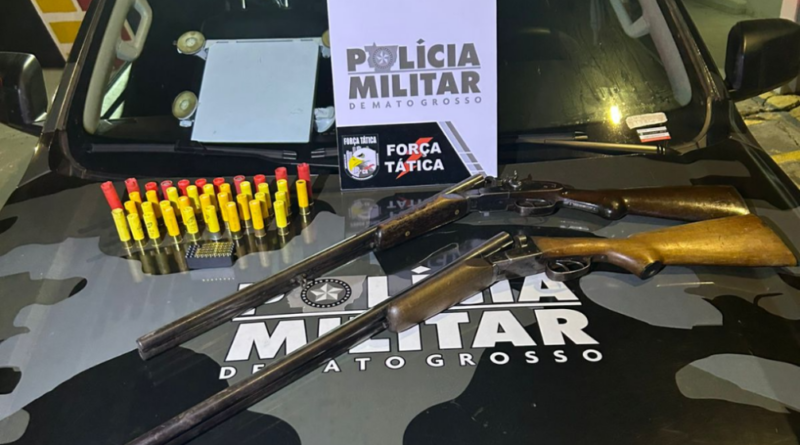 Força Tática prende trio por porte ilegal de arma de fogo e crime ambiental