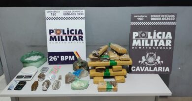 Cavalaria da PM conduz dois faccionados e apreende 13,7 quilos de drogas em Nova Mutum